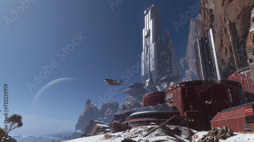 Human colony on the moon. Moon's inhabitants build a sustainable future.