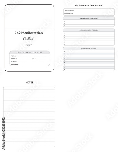 Editable Manifestation method Planner Kdp Interior printable template Design.