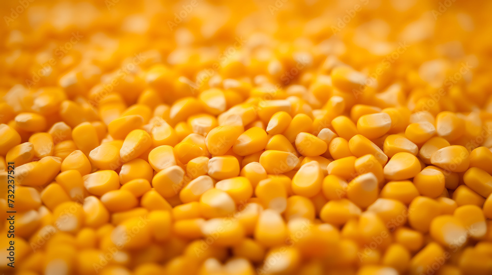 Close-Up of Abundant Yellow Corn Kernels Texture. Agriculture and Harvest Concept