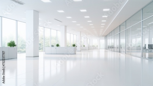 Modern office interior with white design.