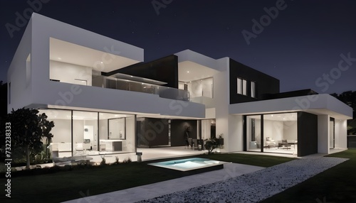 modern home at night © JL Designs