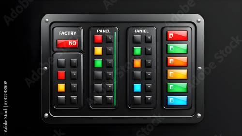 factory industrial control panel isolated on a black background. © Udayakumar