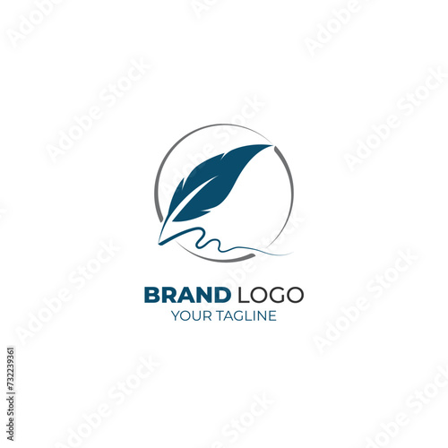 Free vector gradient quill pen logo template