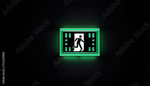 factory industrial emergency exit sign clipart isolated black background