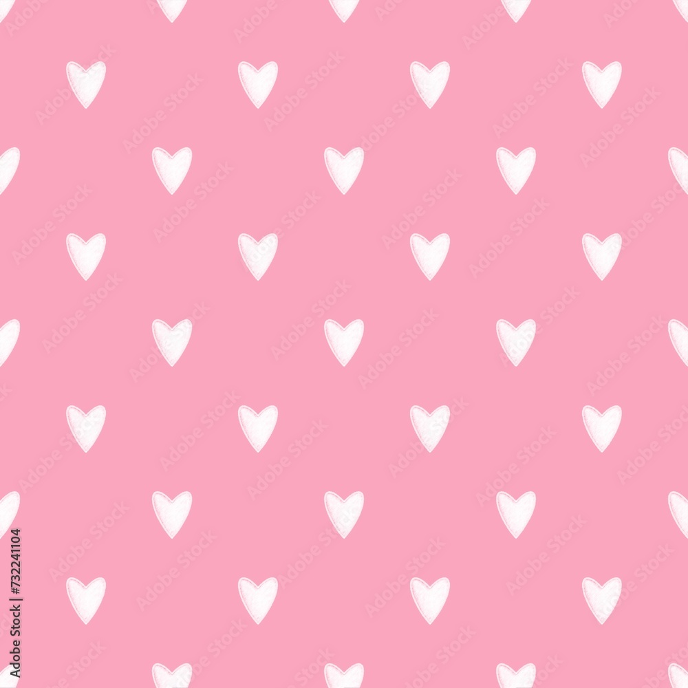 Heart seamless pattern, pink and white can be used in fashion decoration design for printing,clothes, tablecloths, blankets, bedding, paper,fabric and other textile products.
