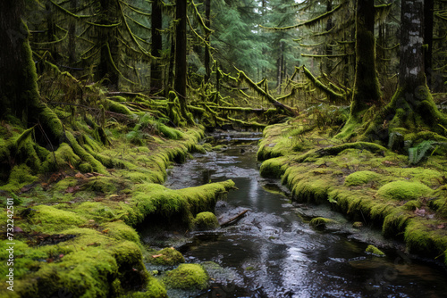 waterfall in the forest.