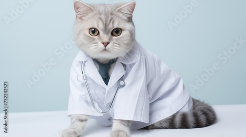 cat, American Shorthair cat in doctor gown © Supawit