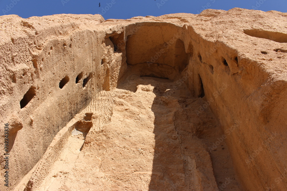 The Bamiyan Buddhas were two large statues located in Afghanistan, constructed in the 6th to 7th century AD. These statues, made of granite, stood in the city of Bamiyan and were significant cultural 