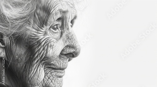 Portrait of an elderly person with a wise and weathered face, captured in a black-and-white image, showcasing the artistry of aging and the depth of life experience