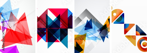 Set of colorful triangle poster cover template backgrounds. Vector illustration For Wallpaper, Banner, Background, Card, Book Illustration, landing page