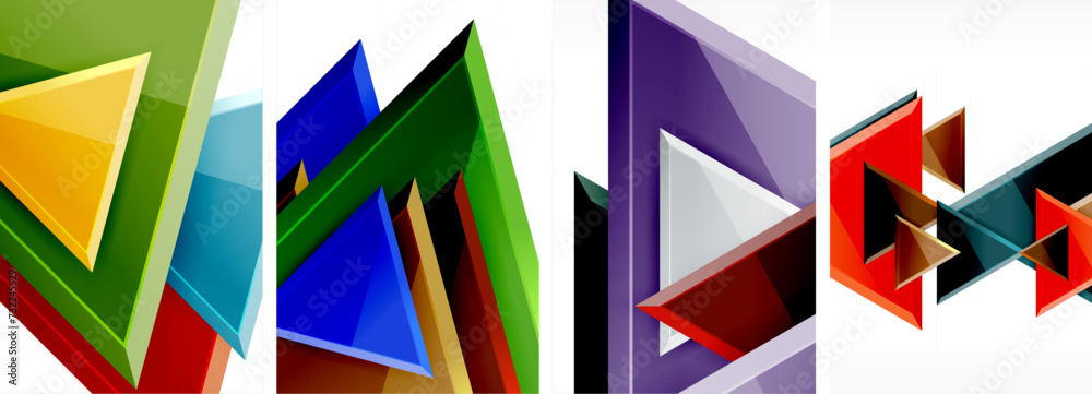 Glossy triangles geometric poster set for wallpaper, business card, cover, poster, banner, brochure, header, website Glossy triangles geometric poster set for wallpaper, business card, cover, poster, banner, brochure, header, website