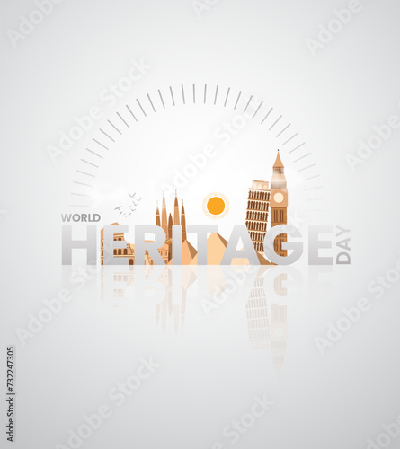 World heritage day. Heritage day creative design for social media banner, poster, 3D Illustration