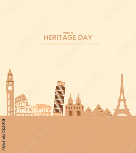 World heritage day. Heritage day creative design for social media banner  poster  3D Illustration