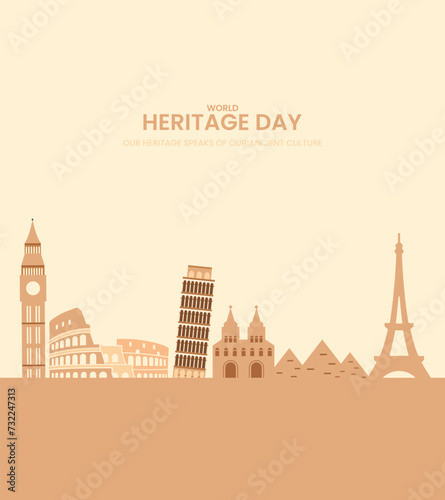 World heritage day. Heritage day creative design for social media banner, poster, 3D Illustration