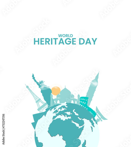 World heritage day. Heritage day creative design for social media banner, poster, 3D Illustration