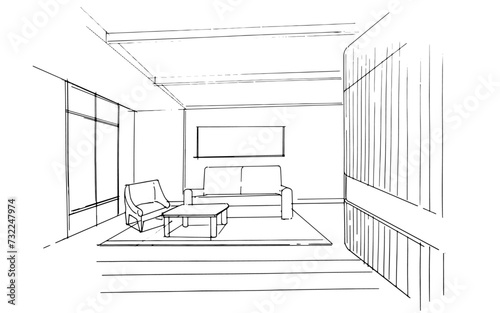 Drawing exterior and interior architectural lines. , Graphic assembly in architecture and interior design work. ,Sketch ideas for interior or exterior designs.