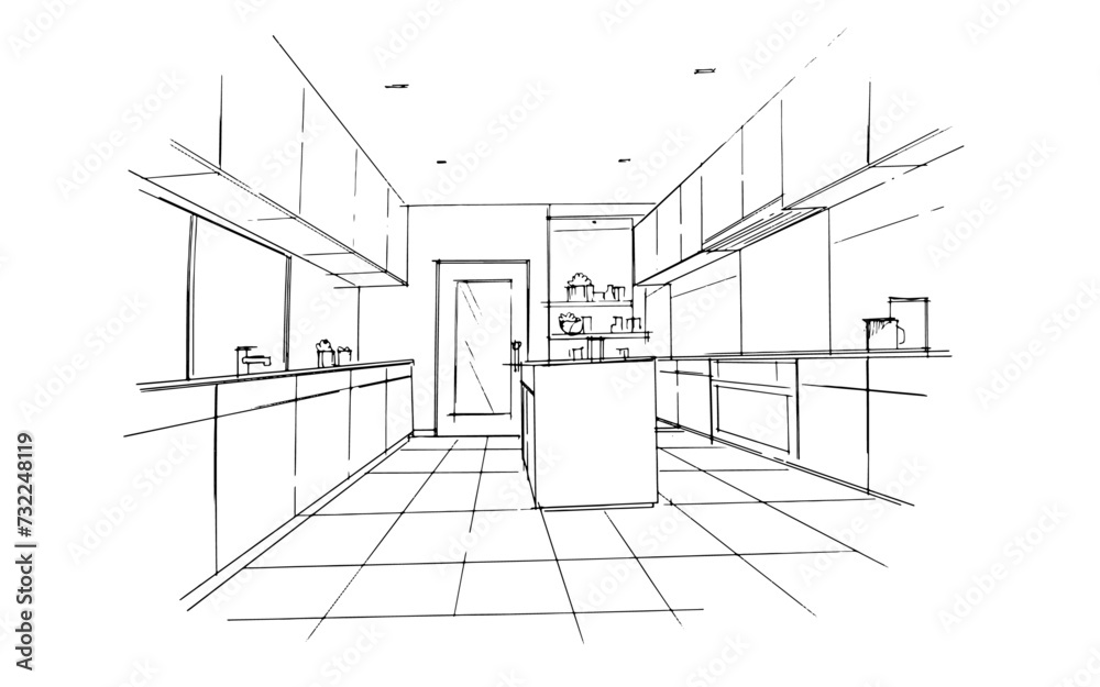 Drawing exterior and interior architectural lines. , Graphic assembly ...