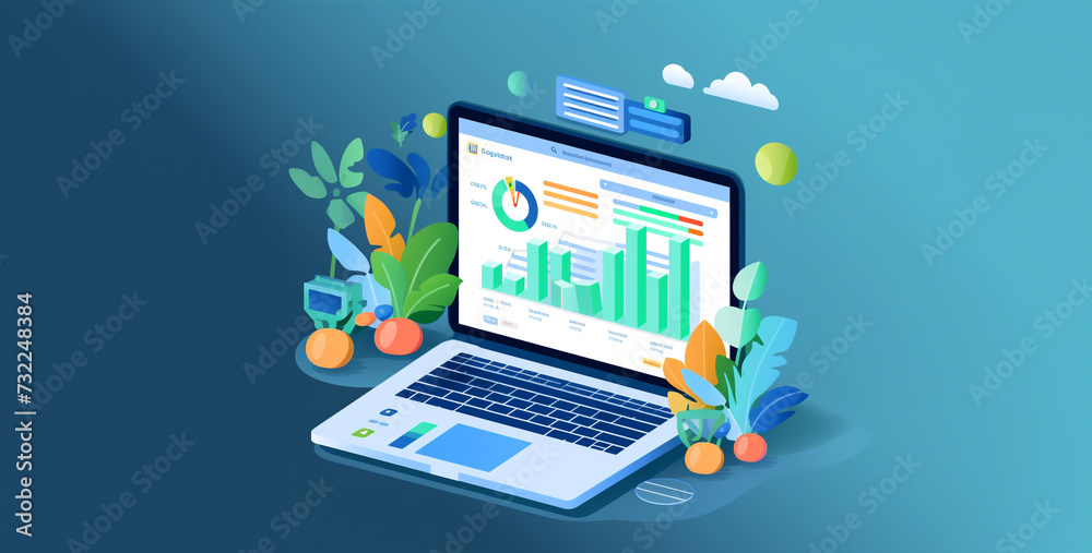 laptop with network icons, laptop with network, laptop and phone