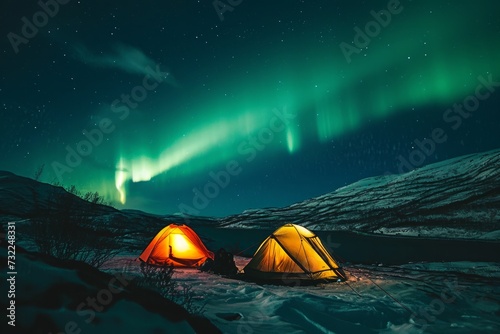 Camping under the dancing green lights