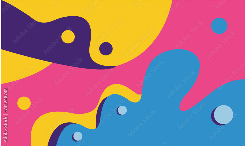 Vibrant abstract design intertwines bold colors and fluid shapes, creating an energetic visual dance - Vector