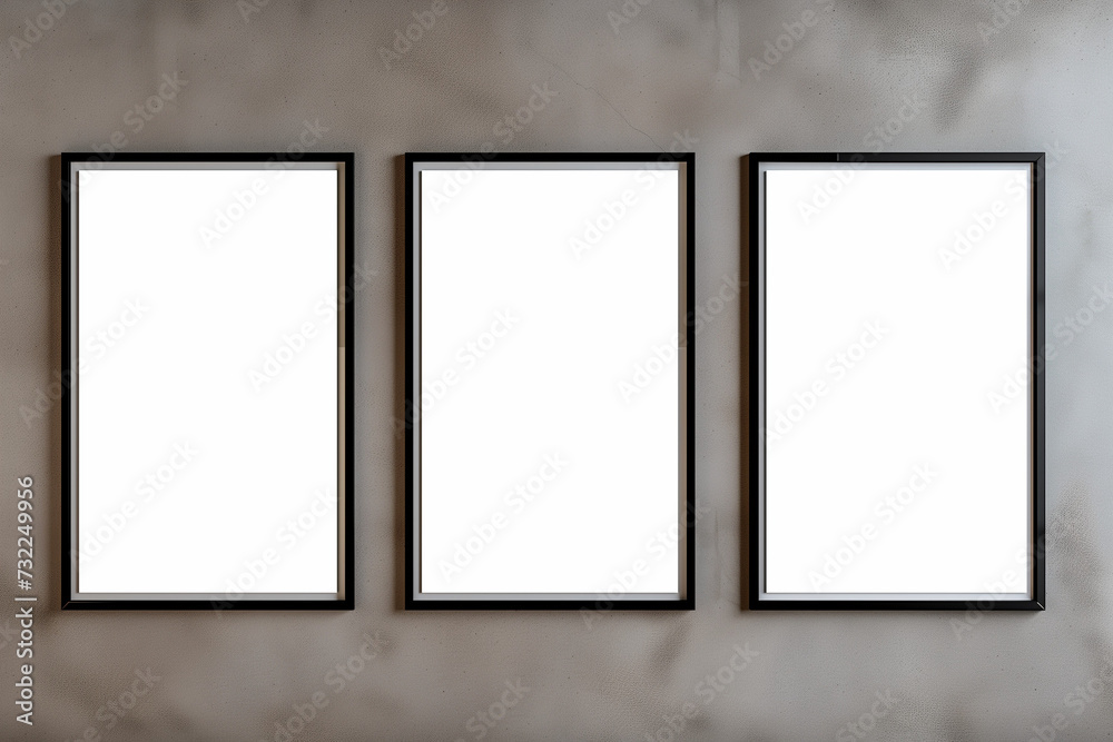 3 Blank Poster Mock Up on Frames 