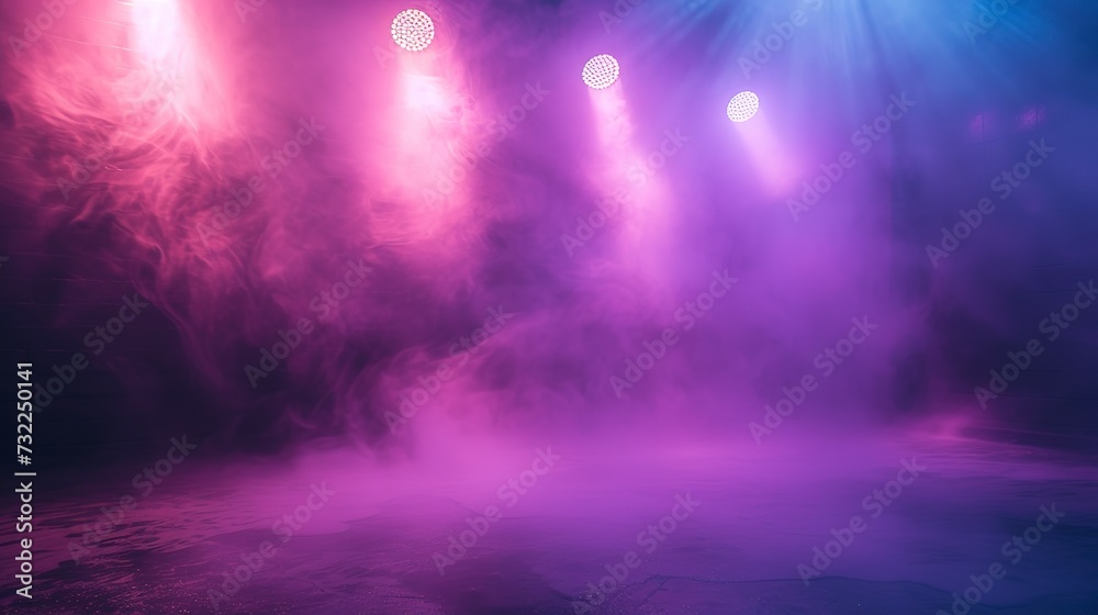 serenity and purple stage spotlights with a smoke