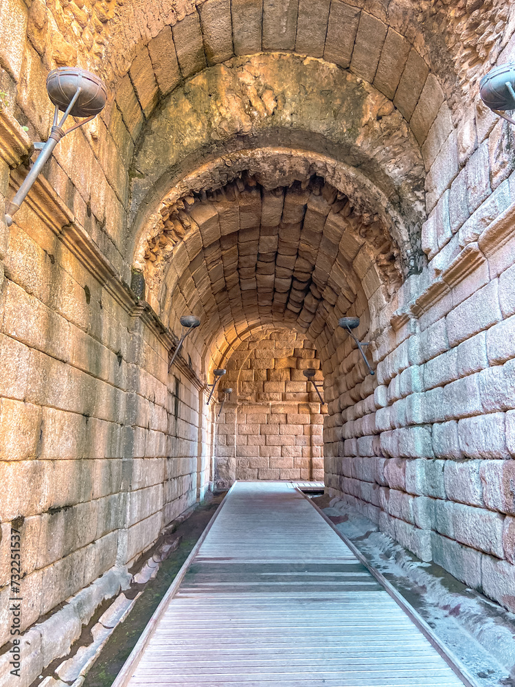 Fototapeta premium Parodoi, gallery for access by authorities. Remains in the archaeological ensemble of Mérida, Spain