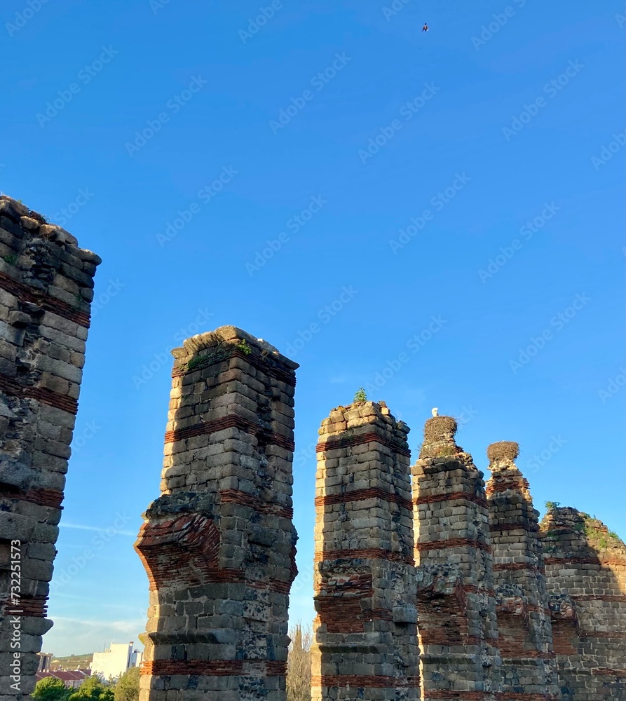 Fototapeta premium Roman remains in the archaeological ensemble of Mérida, Spain