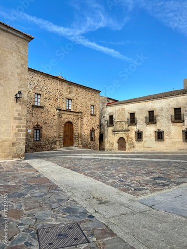 Episcopal Palace of Cáceres. Old town square. Cáceres, Extremadura, Spain