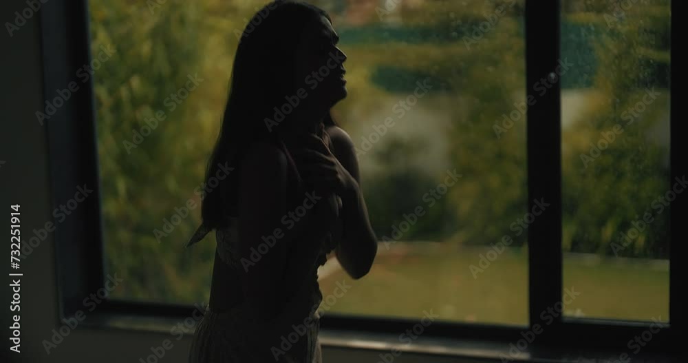 Indian sad angry upset young adult fail abuse woman lady sitting alone lost job crying dark indoor house tense lonely gen z female girl anger suffer heath issue hold head grief feel bad room home