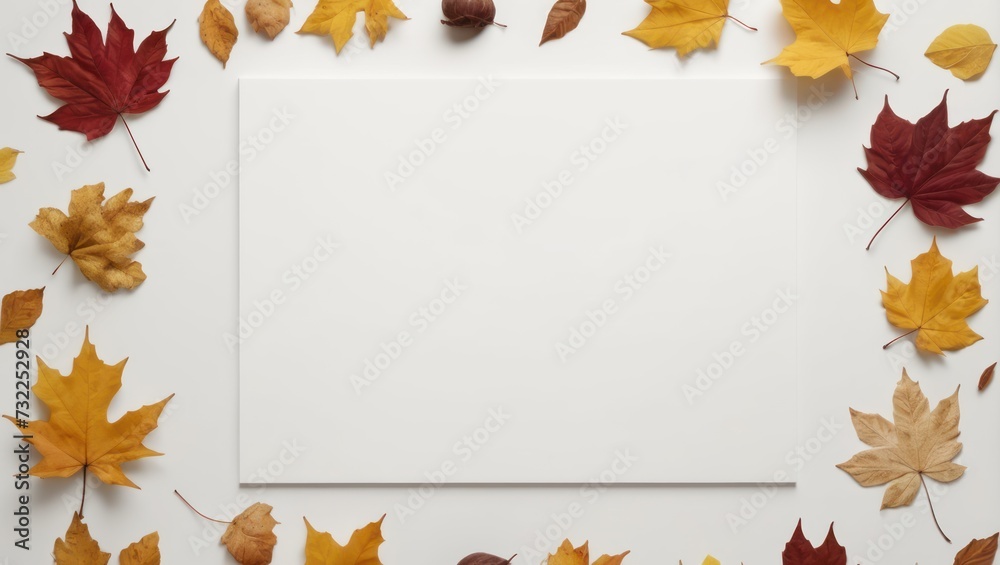 Fototapeta premium autumn leaves on a white background with space text