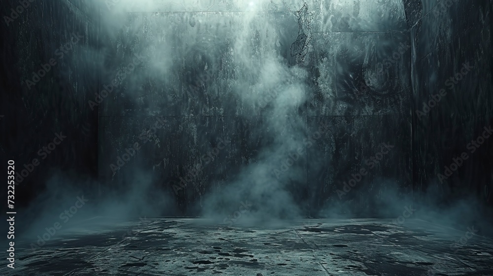 Texture dark concentrate floor with mist or fog. Black, dark and gray ...