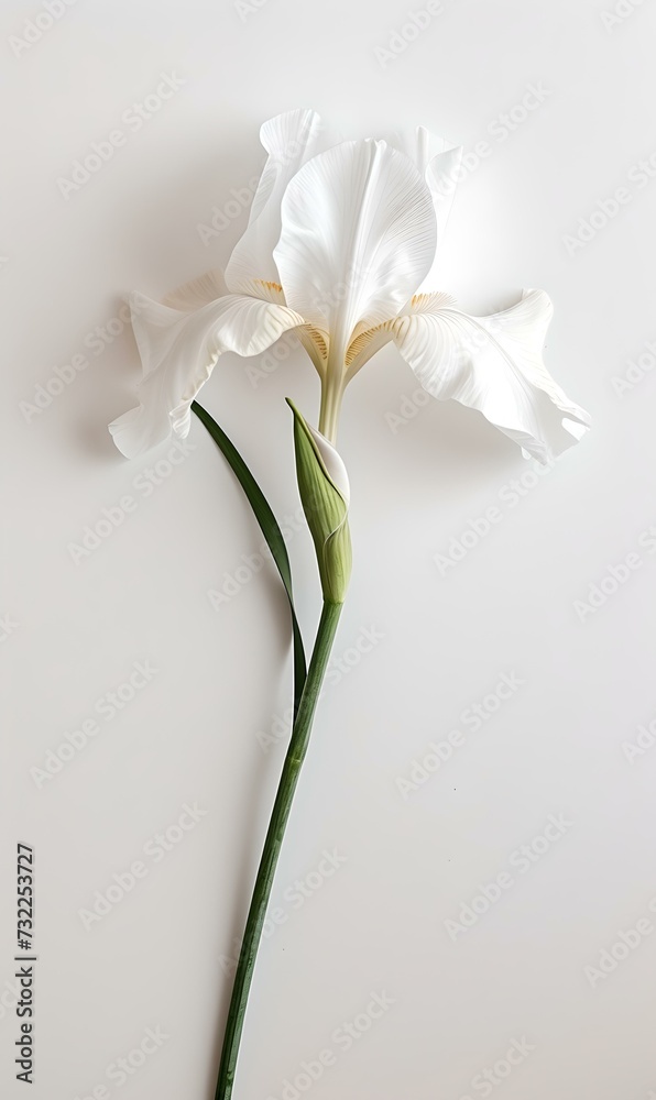 Elegant white iris on a soft neutral background, minimalist botanical art. perfect for decor and design. high-quality image. AI Elegant white iris on a soft neutral background, minimalist botanical art. perfect for decor and design. high-quality image. AI