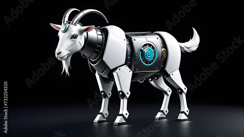 robot goat isolated on a black background. cyber animal. Digital machine technology design for robots. electronic animal, robot. mechanical robot.  advanced intelligence, animal robot © Udayakumar