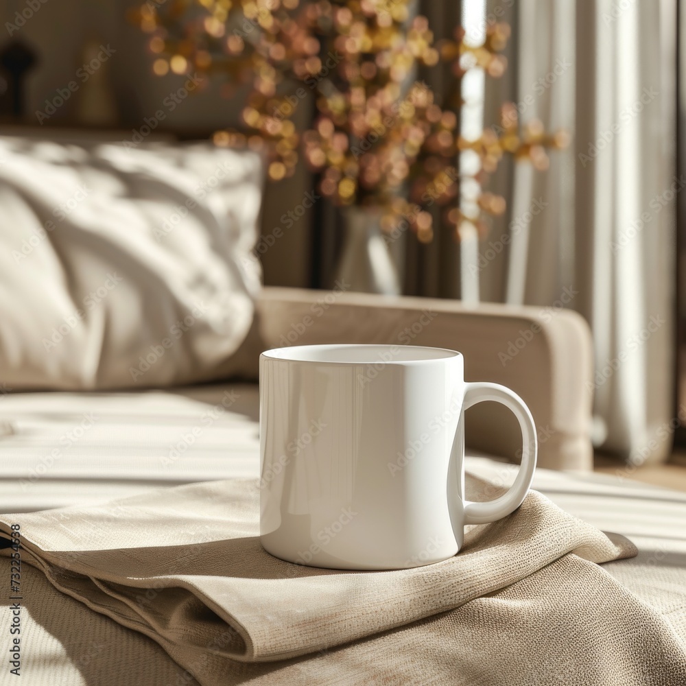 white mug mockup in a living room setting white mug mockup in a living room setting