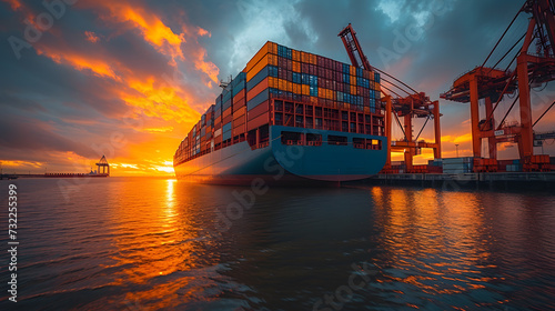cargo container ship in sea