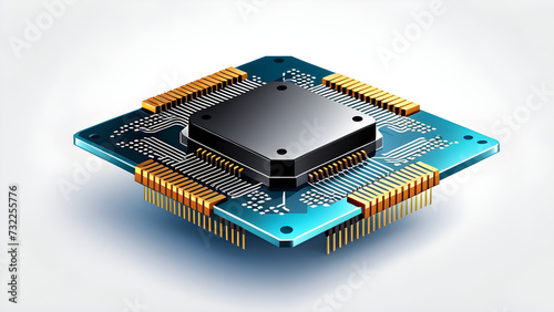 3d microchip icon and clipart isolated on a white background