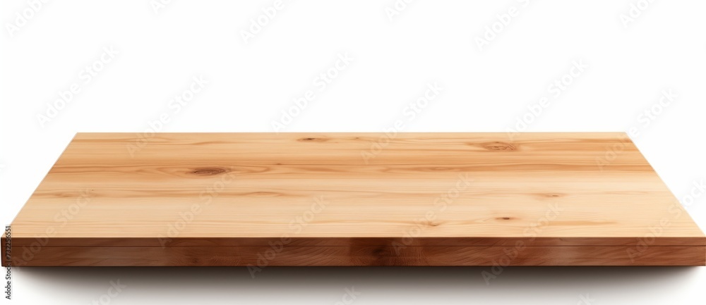 empty wooden table on white background