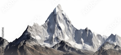 Snowy Mountains peaks isolated on white background