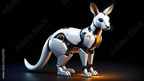 robot kangaroo isolated on a black background. cyber animal. Digital machine technology design for robots. electronic animal  robot. mechanical robot.  advanced intelligence  animal robot