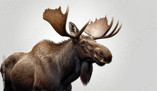 moose with big horns isolated on white background photo