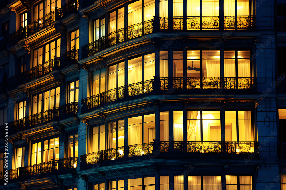 window of the multi-storey building of glass and steel lighting and people within timelapse window of the multi-storey building of glass and steel lighting and people within timelapse