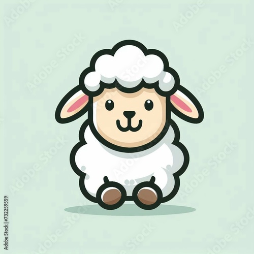 Cute vector lamb flat logo illustration