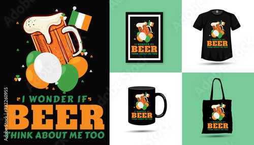 St patrics day beer tshirt design vector