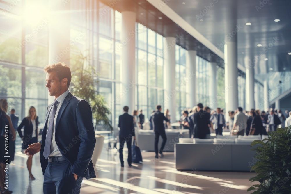 Businessman in a conference hall with colleagues Businessman in a conference hall with colleagues