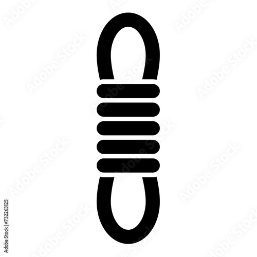 Rope climber hank bunch coil mountaineering alpinism equipment mount extreme sport camping outdoor activities icon black color vector illustration image flat style
