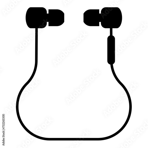 Vacuum headphones wired wireless icon black color vector illustration image flat style