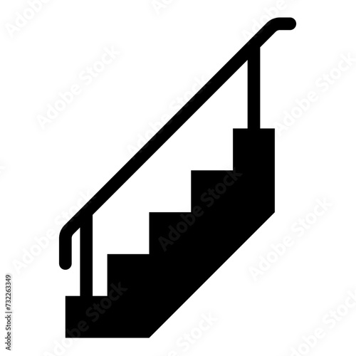Staircase with railings stairs with handrail ladder fence stairway icon black color vector illustration image flat style