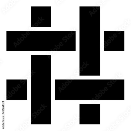 Textile fabric linen texture weaved icon black color vector illustration image flat style