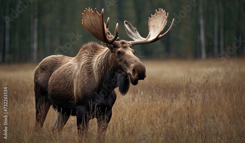 moose with big horns isolated on white background photo